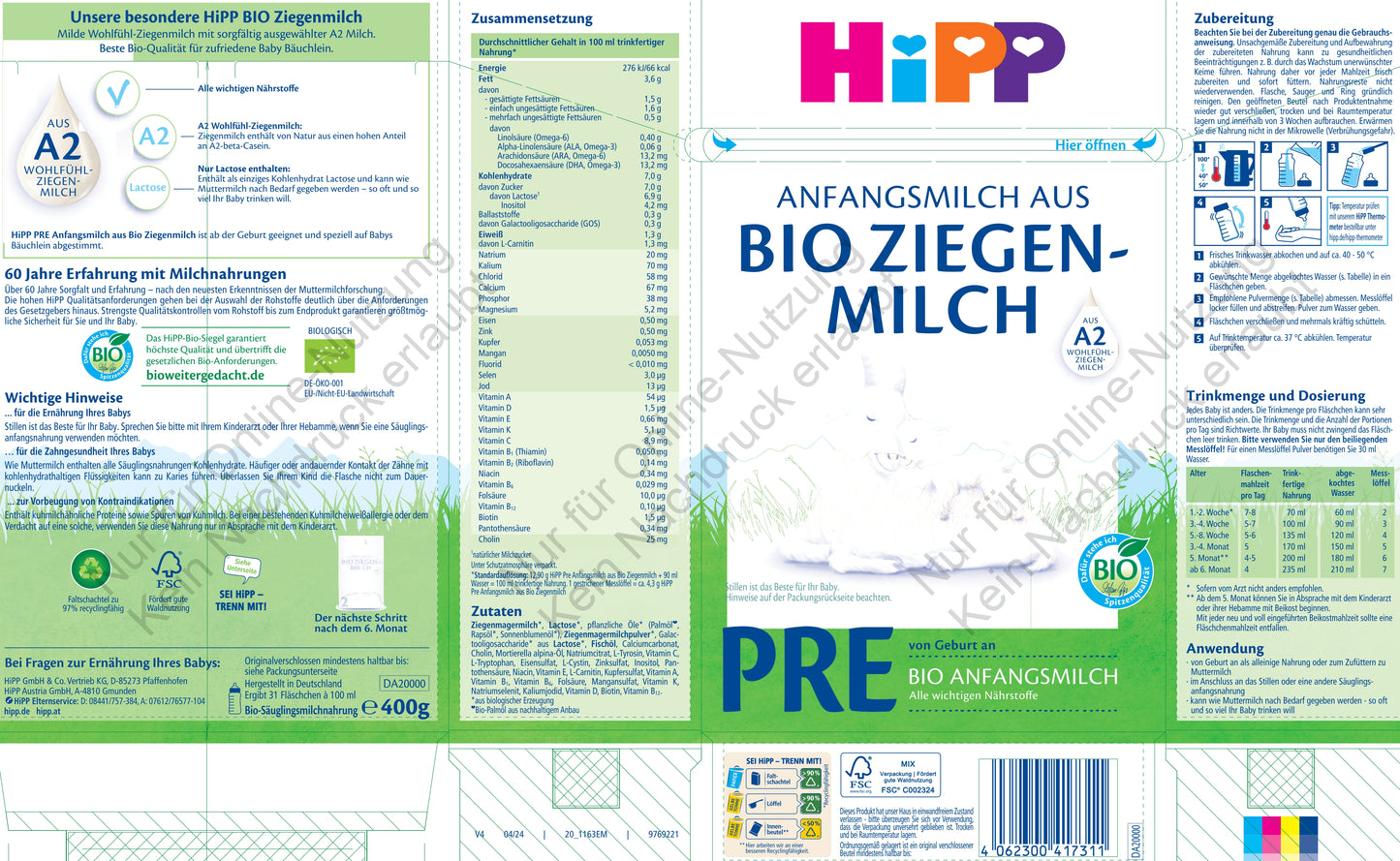 HiPP® BIO GOAT MILK PRE (400g)
