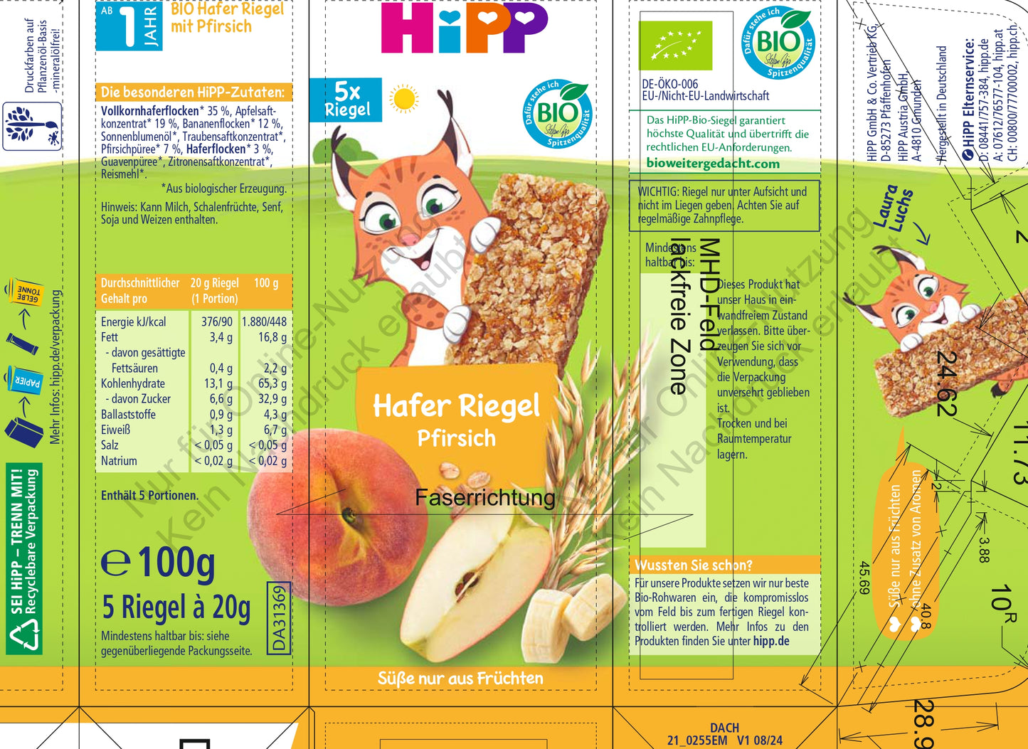 HiPP Lynx Oat Bar Peach (5x20g)