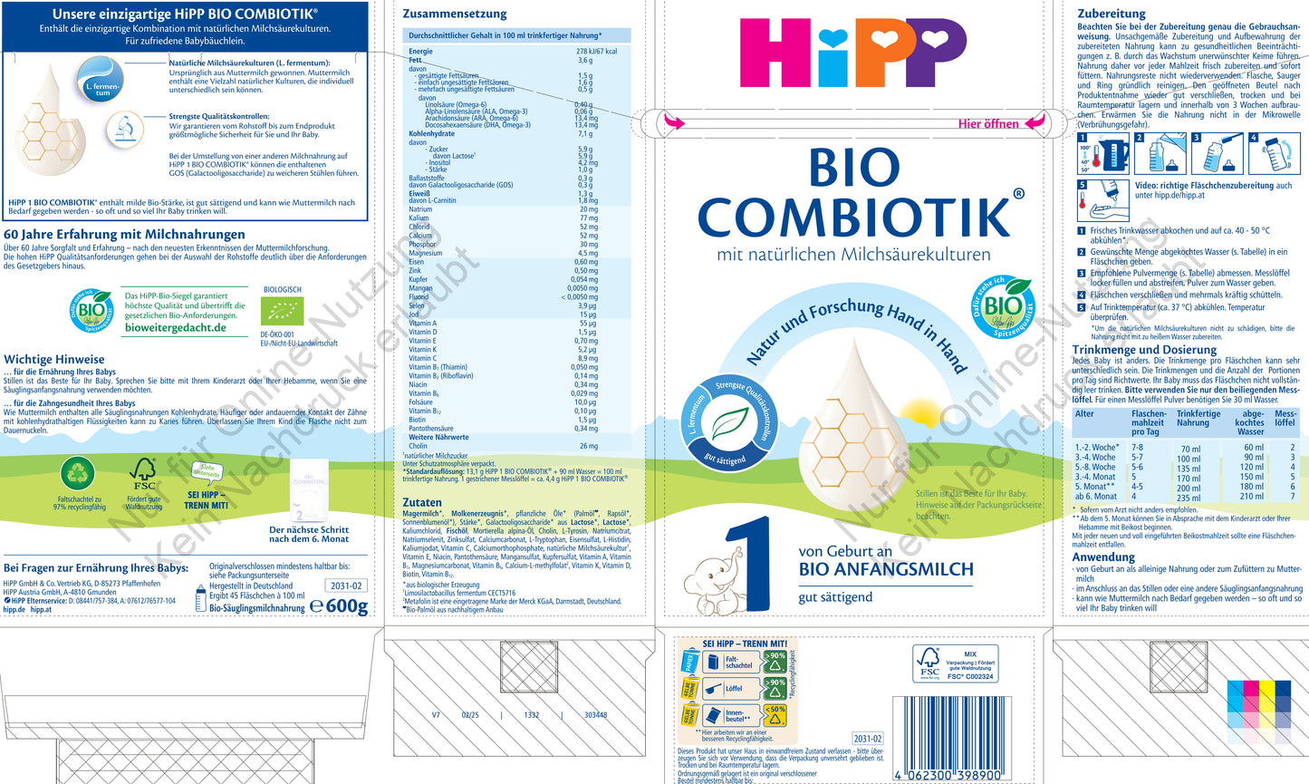 HiPP 1 BIO COMBIOTIK® (600g)