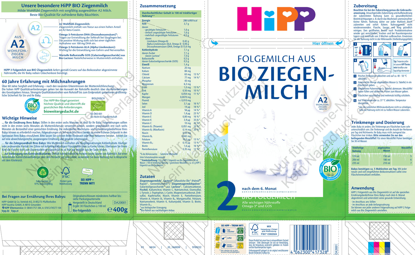 HiPP® BIO GOAT MILK FORMULA (Ziegenmilch) Stage 2