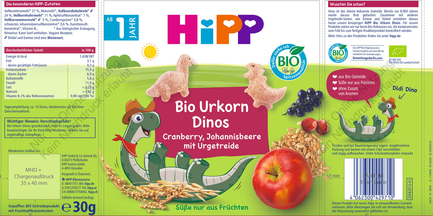 HiPP Organic Ancient Grain Dinosaurs (30g)