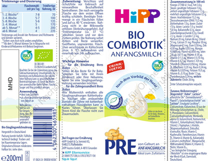 HiPP® BIO COMBIOTIK PRE READY TO FEED (6X200ml)