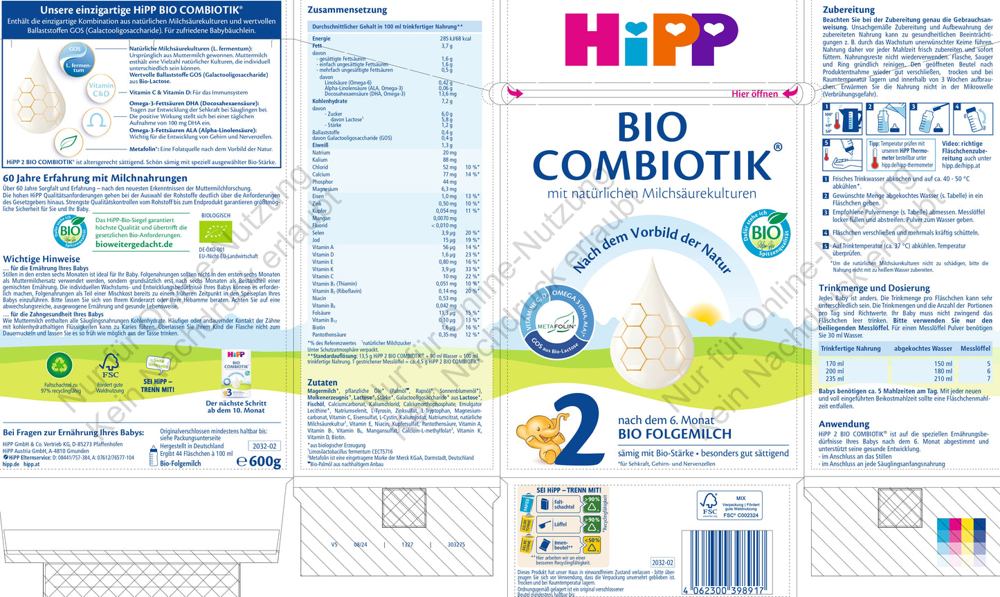 HiPP 2 BIO COMBIOTIK® (600g)