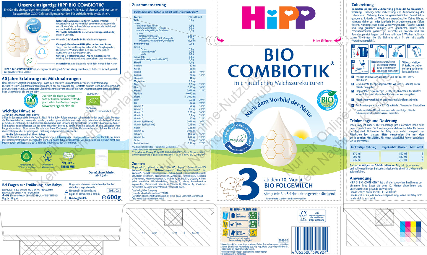 HiPP 3 BIO COMBIOTIK® (600g)