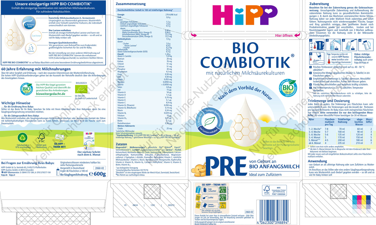 HiPP PRE BIO COMBIOTIK® (600g)